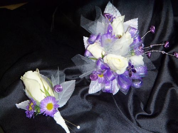 Purple Love Corsage and Boutonniere