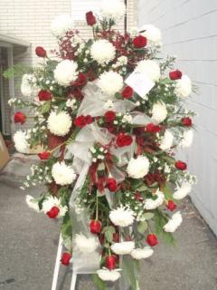Large Red and White Standing Spray