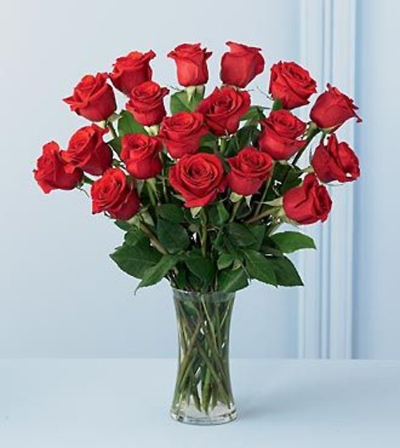 24 Red Roses Wrapped with Vase
